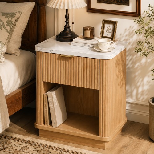 Bedside table natural wood - natural,