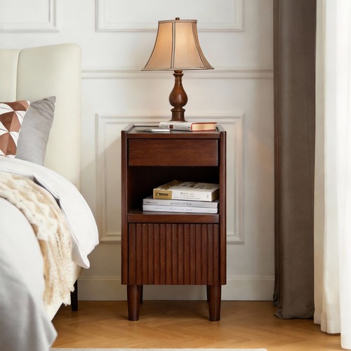 Wooden bedside table wood - wooden,