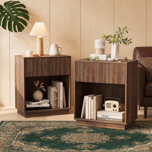 Fluted nightstands set 2 - set,