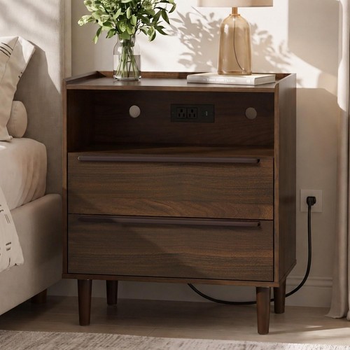 Dark walnut nightstand - dark,