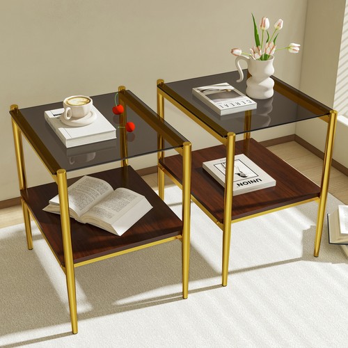 Tempered glass end tables - 2x,