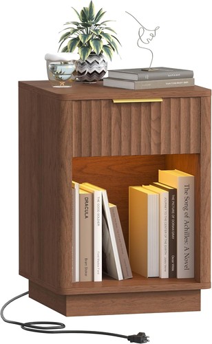 Fluted nightstand bedside - fluted,