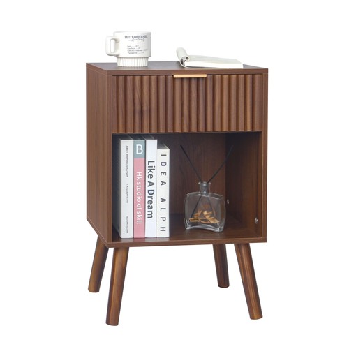 Walnut nightstand fluted - nightstand,,